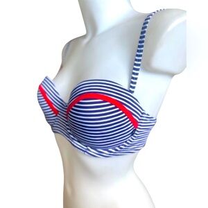 La Vie en Rose Blue White & Red Padded Push-up Bikini Top Size Medium